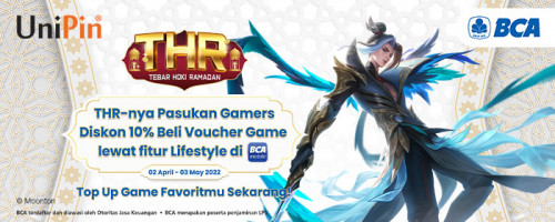 Main Game Lebih Seru dengan Diskon 10.000  dari UniPin dan BCA Life style